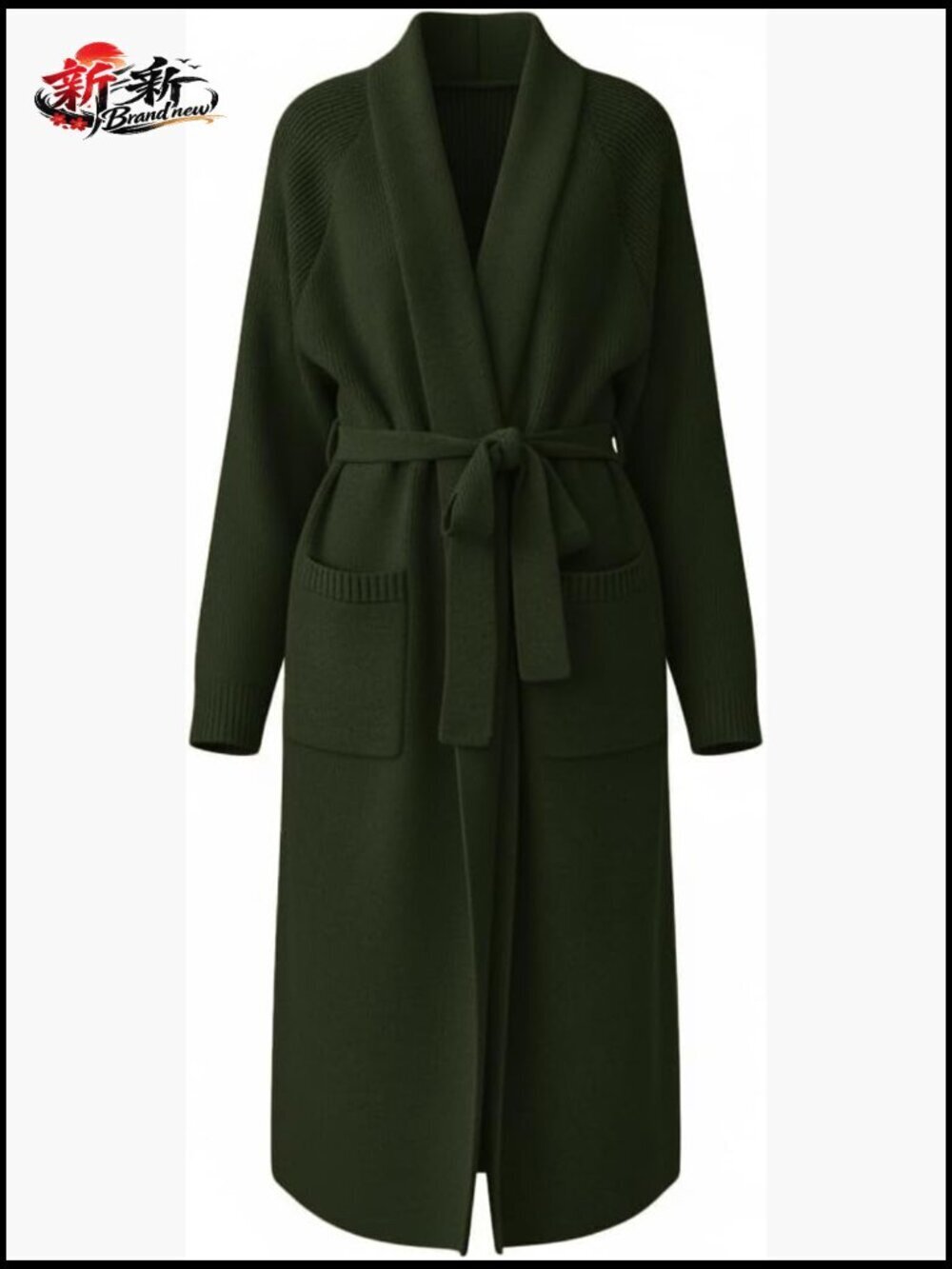 Long Chunky Knit Open Front Cardigan with Pockets Belt Oversized Duster Coatigan